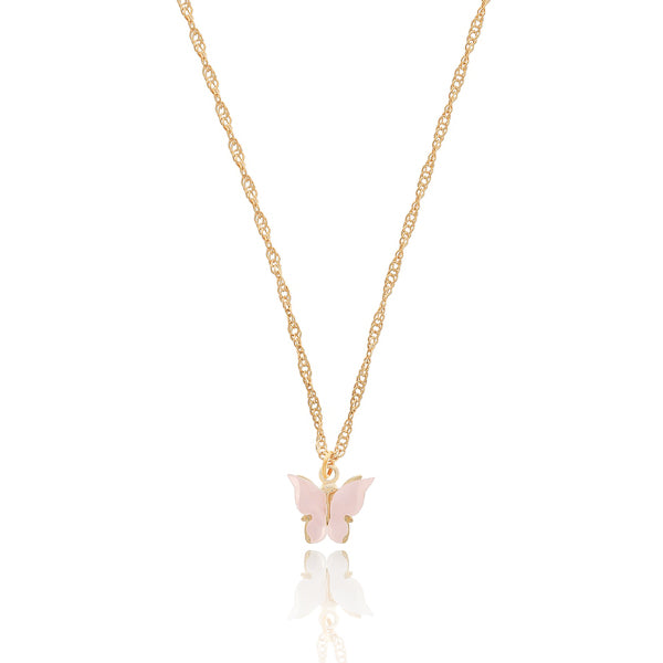 Angled Diamond Butterfly Pendant Necklace | Lee Michaels Fine Jewelry